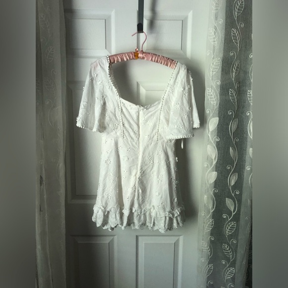 Showpo. Fancy A Spritz Square neck Mini Dress Embroidery floral babydoll size 8 - Picture 9 of 14